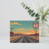Route 66 Vintage American Road Trip Art Postkarte (Stehend Vorderseite)