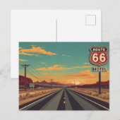 Route 66 Vintage American Road Trip Art Postkarte (Vorne/Hinten)