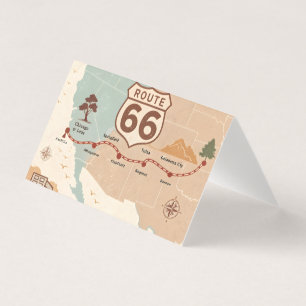 Route 66 Vintage-Karte mit historischen Städten