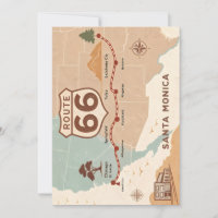 Route 66 Vintage Karte mit historischen Städten