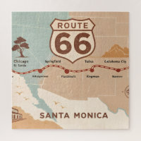 Route 66 Vintage Karte mit historischen Städten