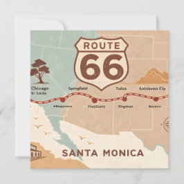 Route 66 Vintage Map with Historic Cities Feiertagskarte