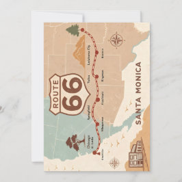 Route 66 Vintage Map with Historic Cities Feiertagskarte