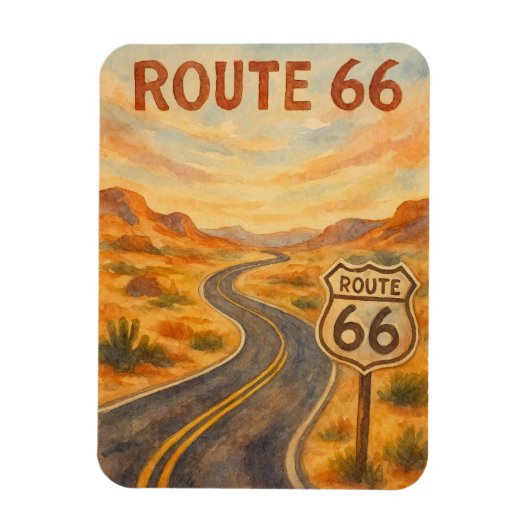 Route 66 Vintage offene Straße Retro-Wüste Magnet (Vertikal)