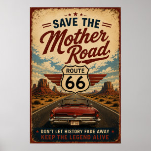 Route 66 Vintage Südwest-Wüstenstraßen-Trip Poster