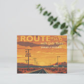 Route 66 Vintage Sunset Road Art Postkarte (Stehend Vorderseite)
