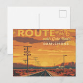 Route 66 Vintage Sunset Road Art Postkarte (Vorne/Hinten)