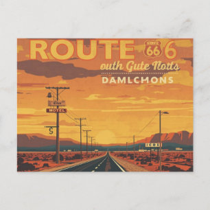 Route 66 Vintage Sunset Road Art Postkarte