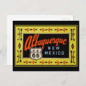 Route 66 - Vintage Travel Albuquerque New Mexico Postkarte (Vorne/Hinten)