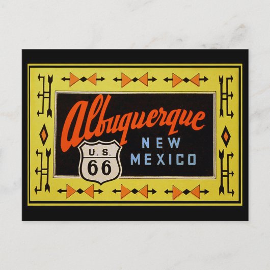 Route 66 - Vintage Travel Albuquerque New Mexico Postkarte (Vorderseite)
