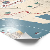 Route 66 Vintage Travel Map Illustration Fotodruck (Ecke)