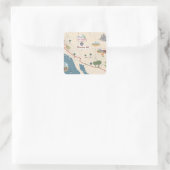 Route 66 Vintage Travel Map Illustration Quadratischer Aufkleber (Tasche)