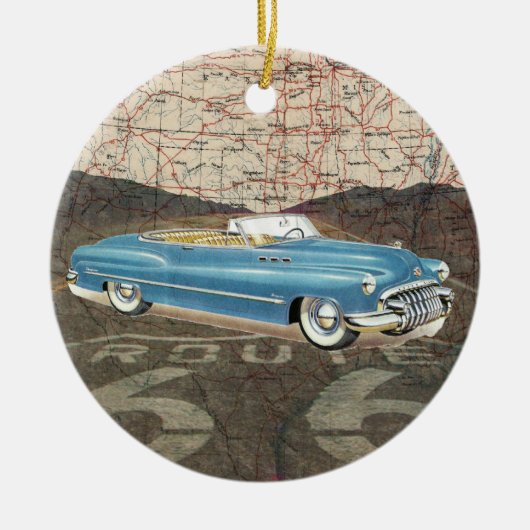 Route 66 Vintages Auto - SRF Keramik Ornament (Vorne)