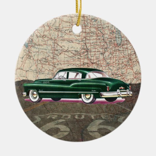 Route 66 Vintages Auto - SRF Keramik Ornament (Vorne)