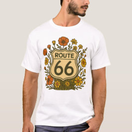 Route 66 Vintages Blumendesign T-Shirt
