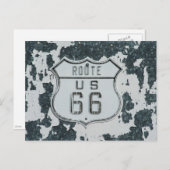 Route 66 Vintages Schild Postkarte (Vorne/Hinten)