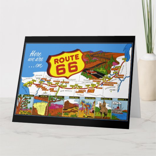 Route 66 von Los Angeles nach Chicago Dankeskarte (Vorderseite)