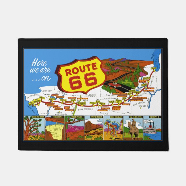 Route 66 von Los Angeles nach Chicago Fußmatte (Vorderseite)