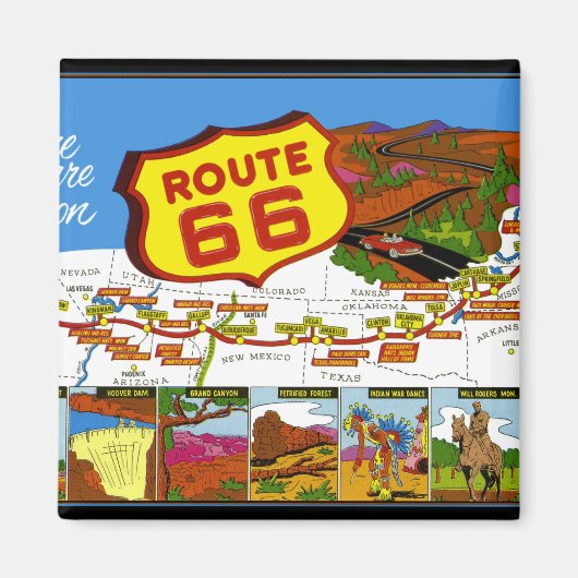Route 66 von Los Angeles nach Chicago Magnet (Vorne)