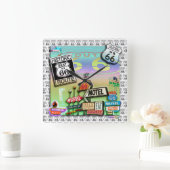 ROUTE 66 Wall CLOCK by PopArtDiva Quadratische Wanduhr (Zuhause)