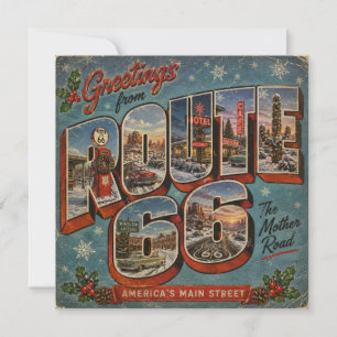 Route 66 Weihnachts-Großbuchstaben-Postkarte