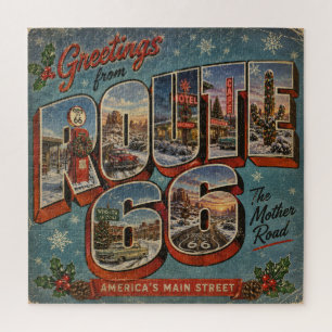 Route 66 Weihnachts-Großbuchstaben-Postkarte Puzzle