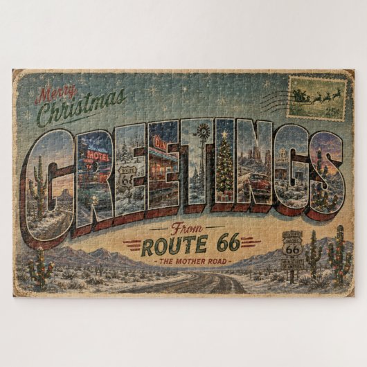 Route 66 Weihnachtsstraßen-Trip-Challenge Puzzle (Horizontal)