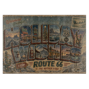 Route 66 Weihnachtswünsche Küchenkunst Schneidebrett
