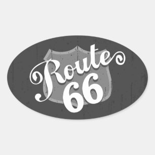 Route 66 Wetterbrett Ovaler Aufkleber