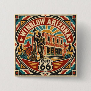 Route 66 Winslow Arizona Retro-Südwesten Americana Button