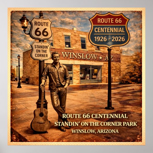 Route 66 Winslow Arizona Steht da Poster (Vorne)