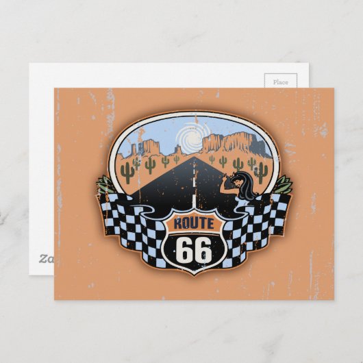 Route 66 Wüste Postkarte (Vorne/Hinten)