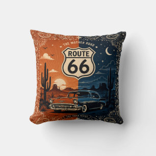 Route 66 Wüsten-Nacht-Zimmerdekor Kissen