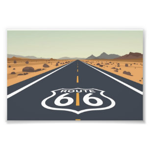 Route 66 Wüstenstraße Vintage-Reise Kunst Fotodruck