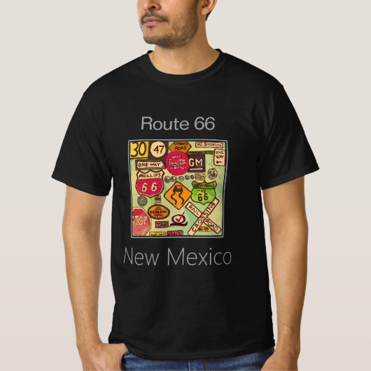 Route 66 Zeichen, New Mexico T-Shirt (Vorderseite)