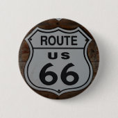 Route 66 Zeichen rustikales Retro Button (Vorderseite)