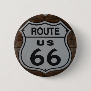 Route 66 Zeichen rustikales Retro Button