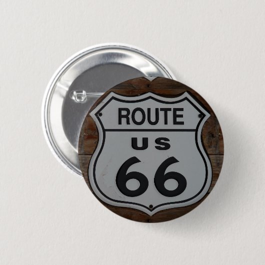 Route 66 Zeichen rustikales Retro Button (Vorne & Hinten)