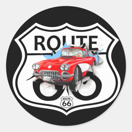Route 66 Zeichengeschenke Runder Aufkleber (Vorderseite)