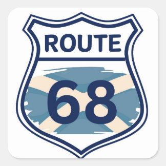 Route 68 - Schottischer Schildkrötenschild Quadratischer Aufkleber