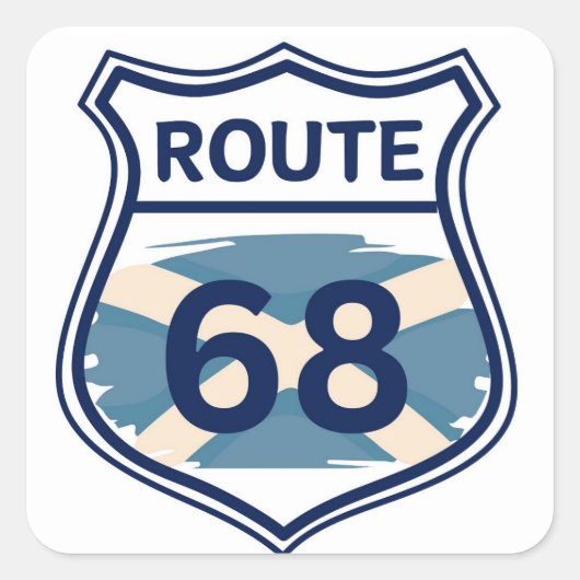 Route 68 - Schottischer Schildkrötenschild Quadratischer Aufkleber (Vorderseite)