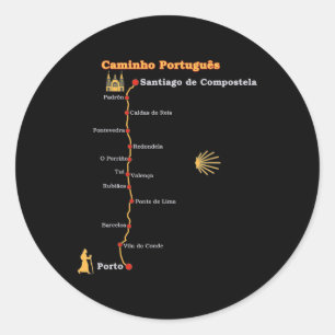 Route Caminho Português De Santiago Etappen Camino Runder Aufkleber