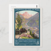 Route des Pyrénées France Vintage Poster 1920 Postkarte (Vorne/Hinten)