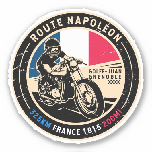 Route Napoleon | Frankreich | Motorrad Aufkleber (Vorderseite)