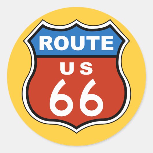 Route US 66 Unterschrift Runder Aufkleber (Vorderseite)