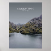 Routeburn Track, New Zealand Travel Illustration Poster (Vorne)