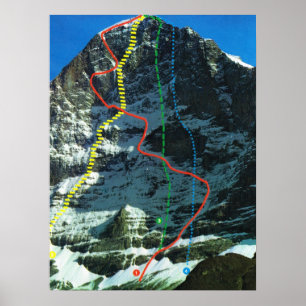 Routen zum Klettern am Eiger, Jungfrau-Gebiet Poster