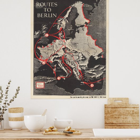 Routes to Berlin Poster (Küche)