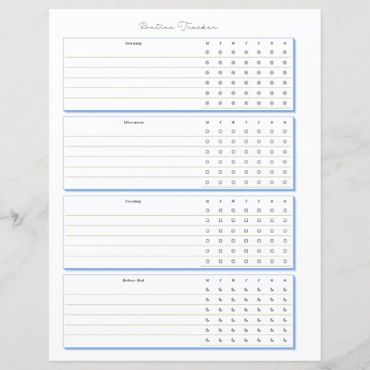 Routine-Tracker-Wöchentliche Planungs-Seite (Rückseite)