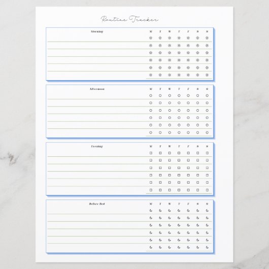 Routine-Tracker-Wöchentliche Planungs-Seite (Vorderseite)